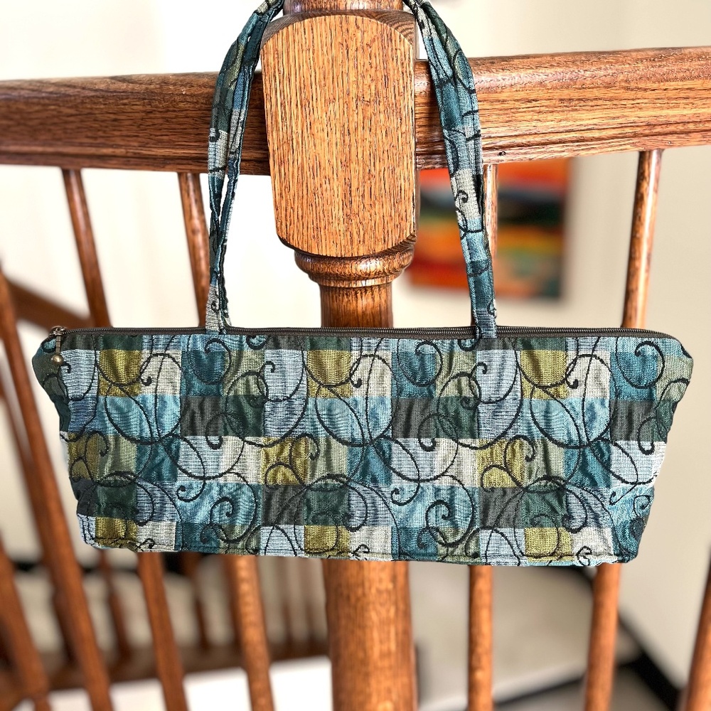Maruca Millie Lu Abstract Design In Blues And Green Shoulder Bag